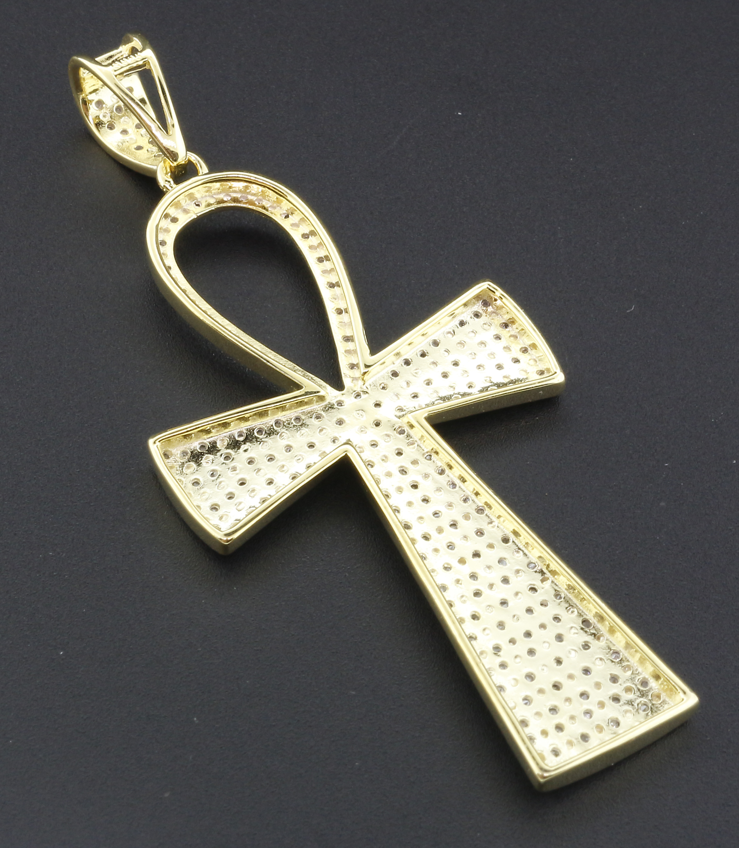 Diamond Ankh Cross Pendant Sterling Silver 3/4 Ct Medium Egyptian Pave ...