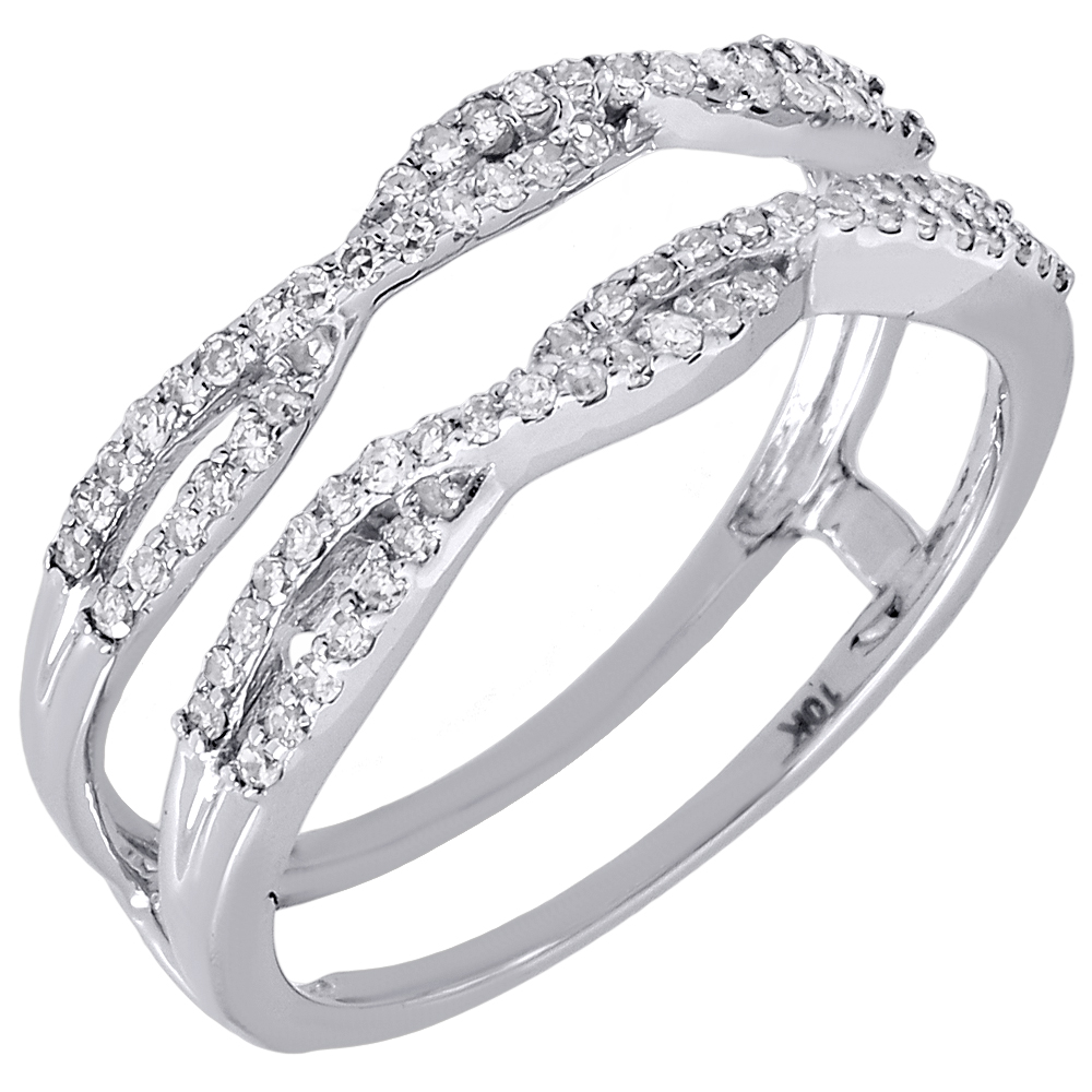 10K White Gold Diamond Solitaire Engagement Ring Enhancer Wrap Swivel 0 ...