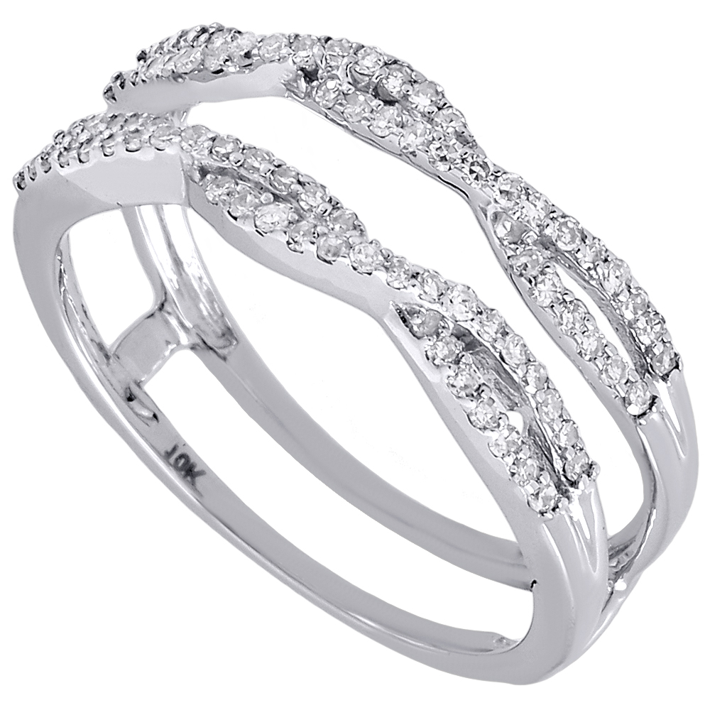 10K White Gold Diamond Solitaire Engagement Ring Enhancer Wrap Swivel 0 ...